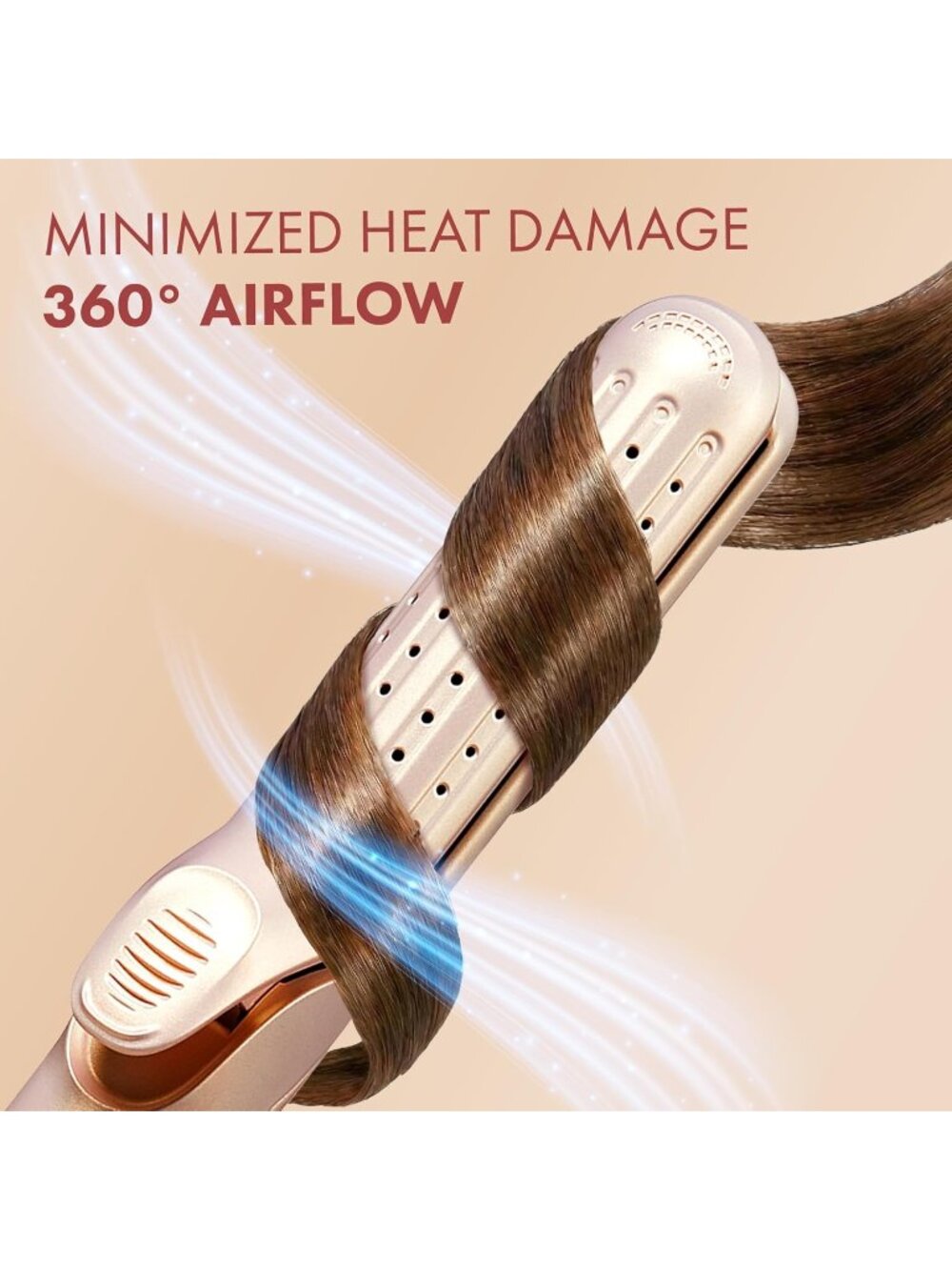 360° Airflow Styler, 2 in 1 Curling Wand & Hair Straightener, 5 Heat Temps - Picture 7 of 8